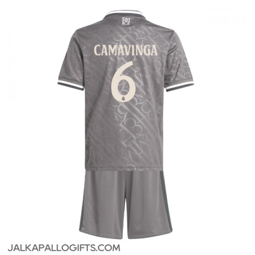 Real Madrid Eduardo Camavinga #6 Kolmas Peliasu Lasten 2024-25 Lyhythihainen (+ Lyhyet housut)